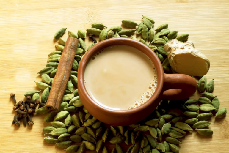 Cardamom tea in a cup