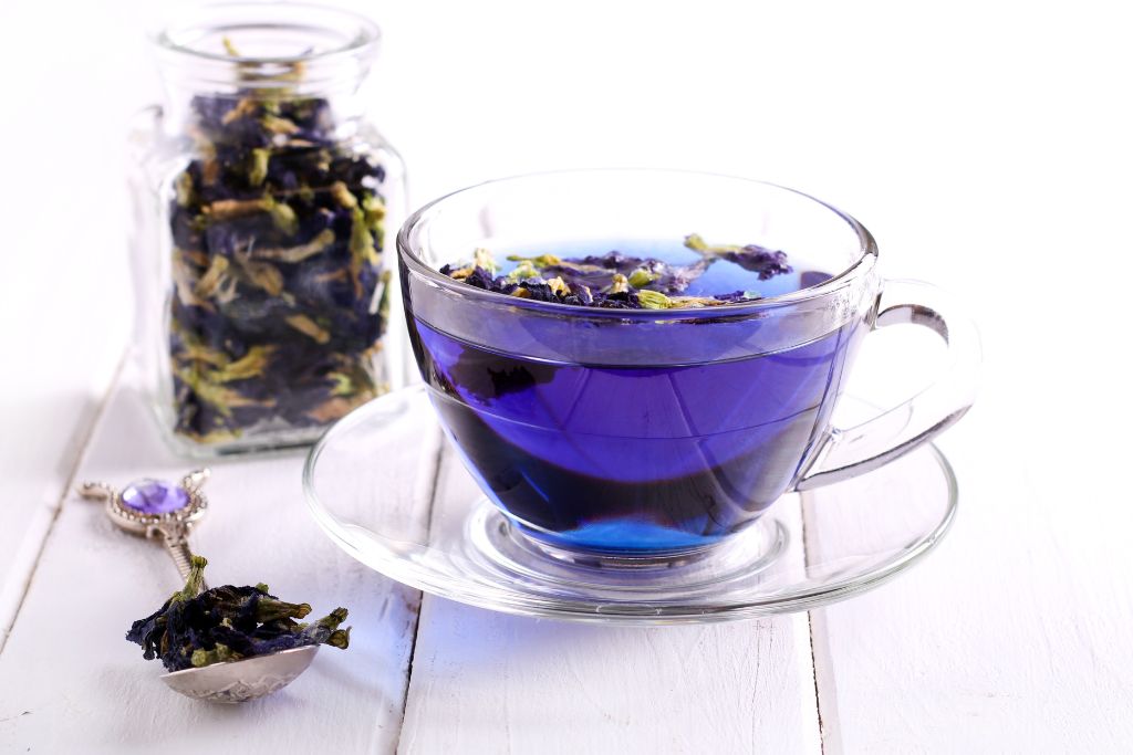 a cup of blue lotus tea