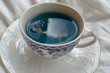 butterfly pea tea in a cup