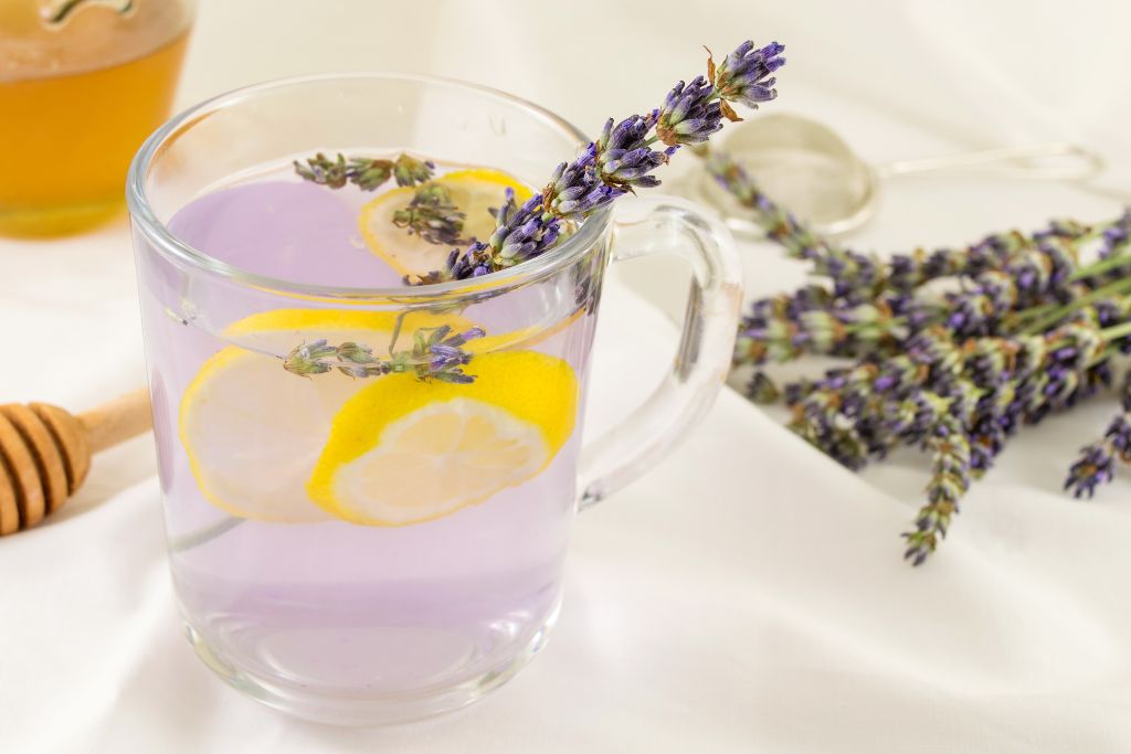 a cup of lemon balm and lavender tea