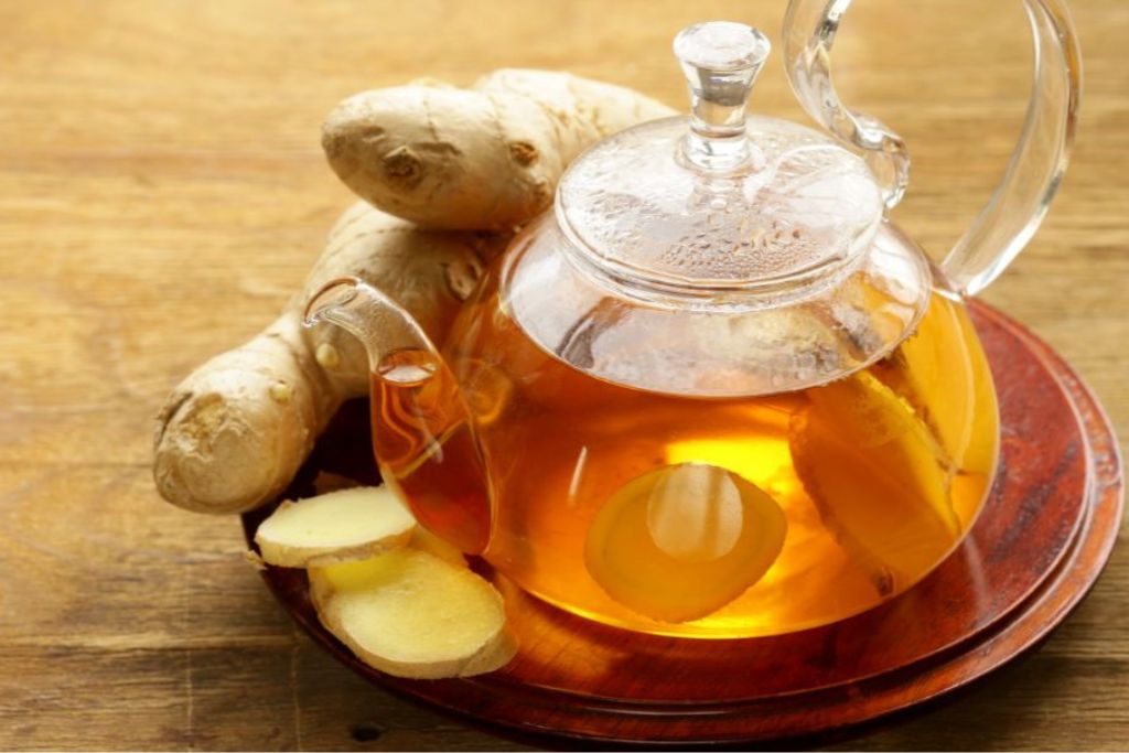 pot of warm ginger tea